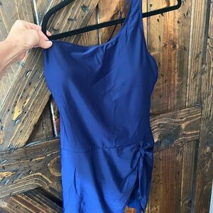 Elegant Women's One Shoulder Blue Swimsuit